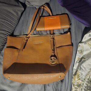 Michael Kors Brown Leather Tote with Wallet